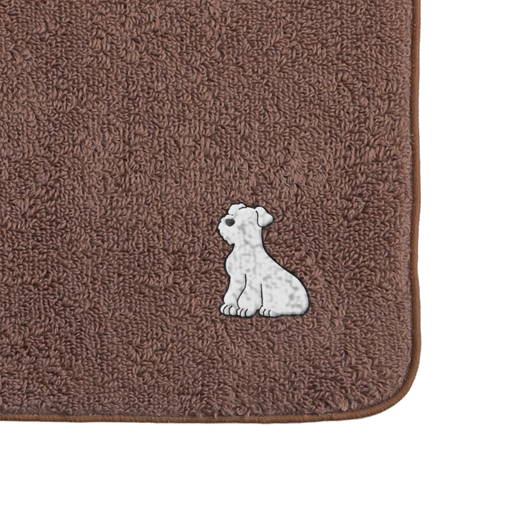 タオルハンカチ ワンポイント刺繍 "シュナウザー ホワイト" brown image