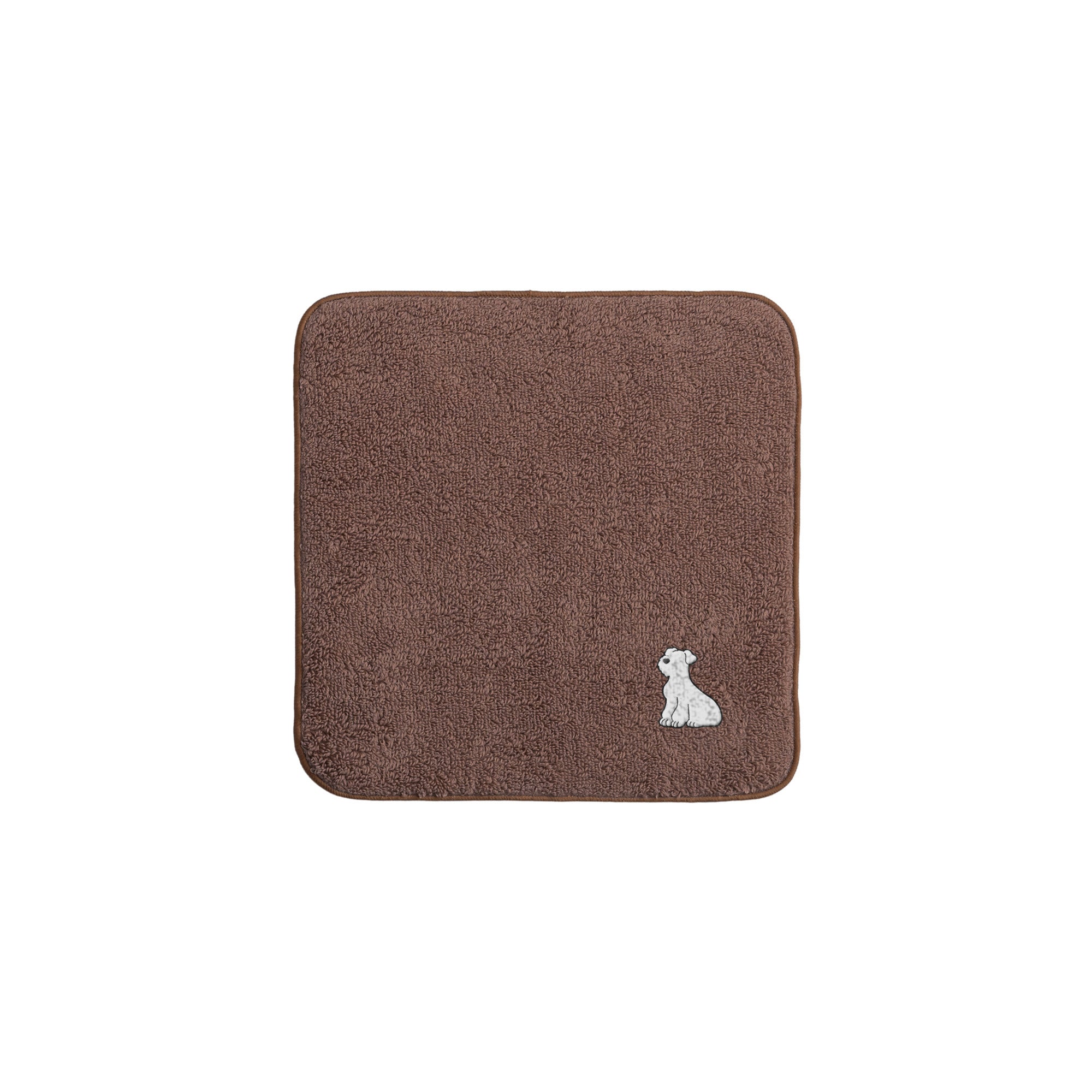 タオルハンカチ ワンポイント刺繍 "シュナウザー ホワイト" brown image
