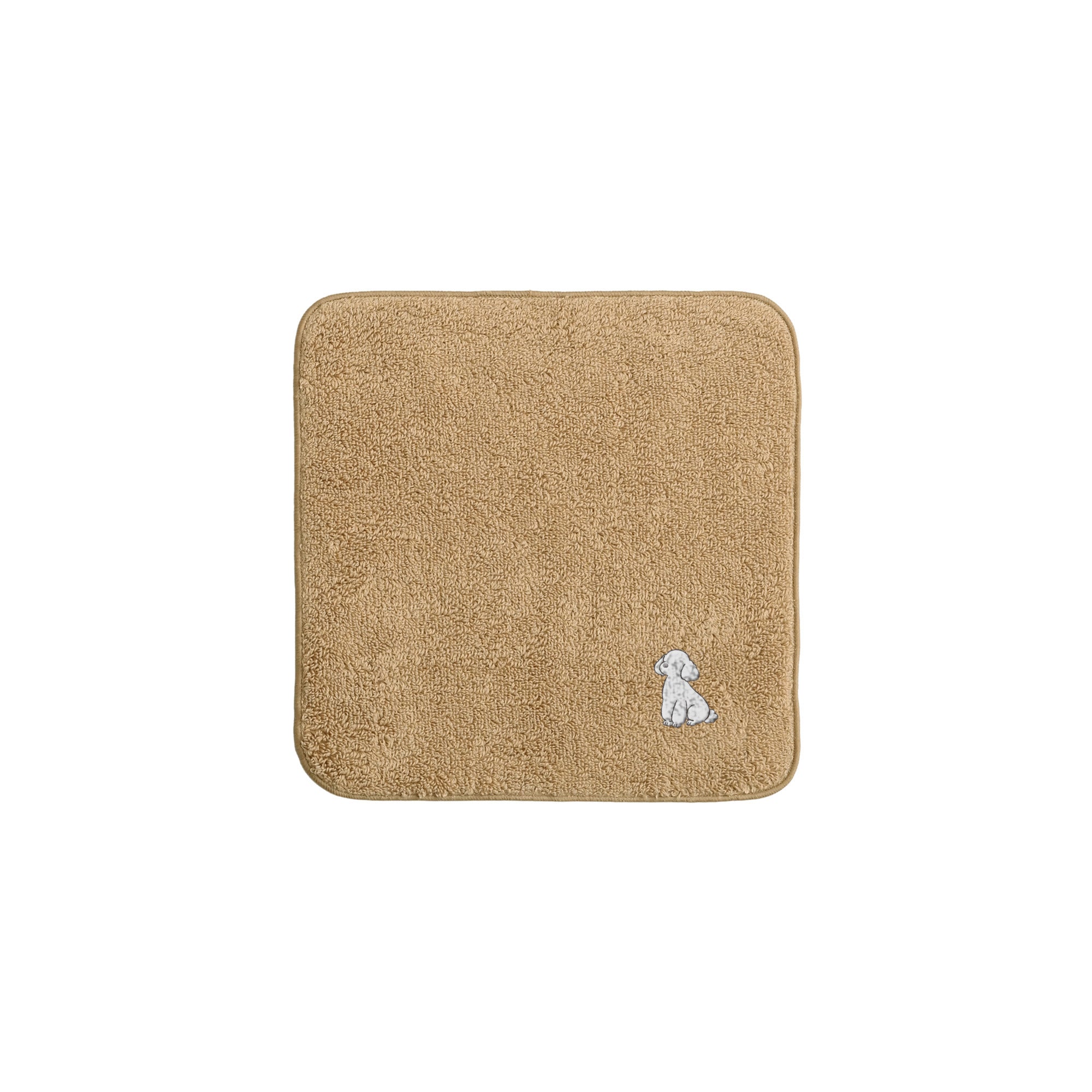 タオルハンカチ ワンポイント刺繍 "トイプードル ホワイト" beige image