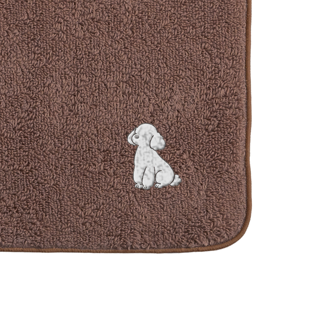 タオルハンカチ ワンポイント刺繍 "トイプードル ホワイト" brown image