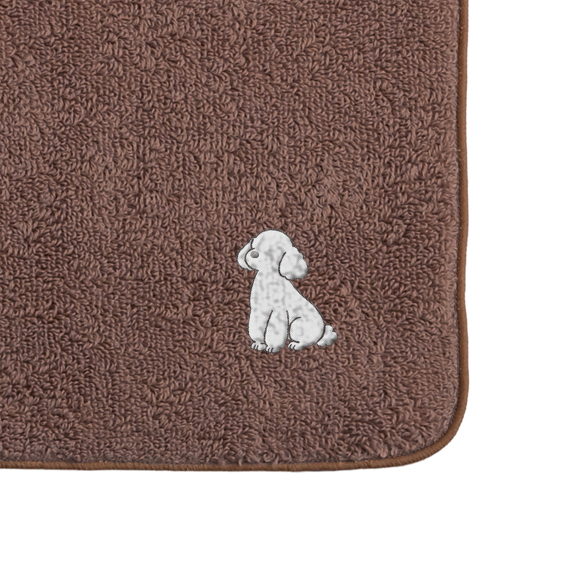 タオルハンカチ ワンポイント刺繍 "トイプードル ホワイト" brown image