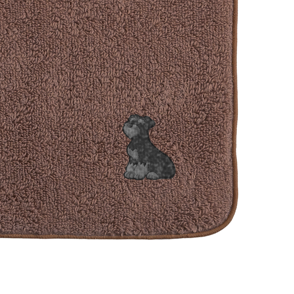 タオルハンカチ ワンポイント刺繍 "シュナウザー ブラック" brown image