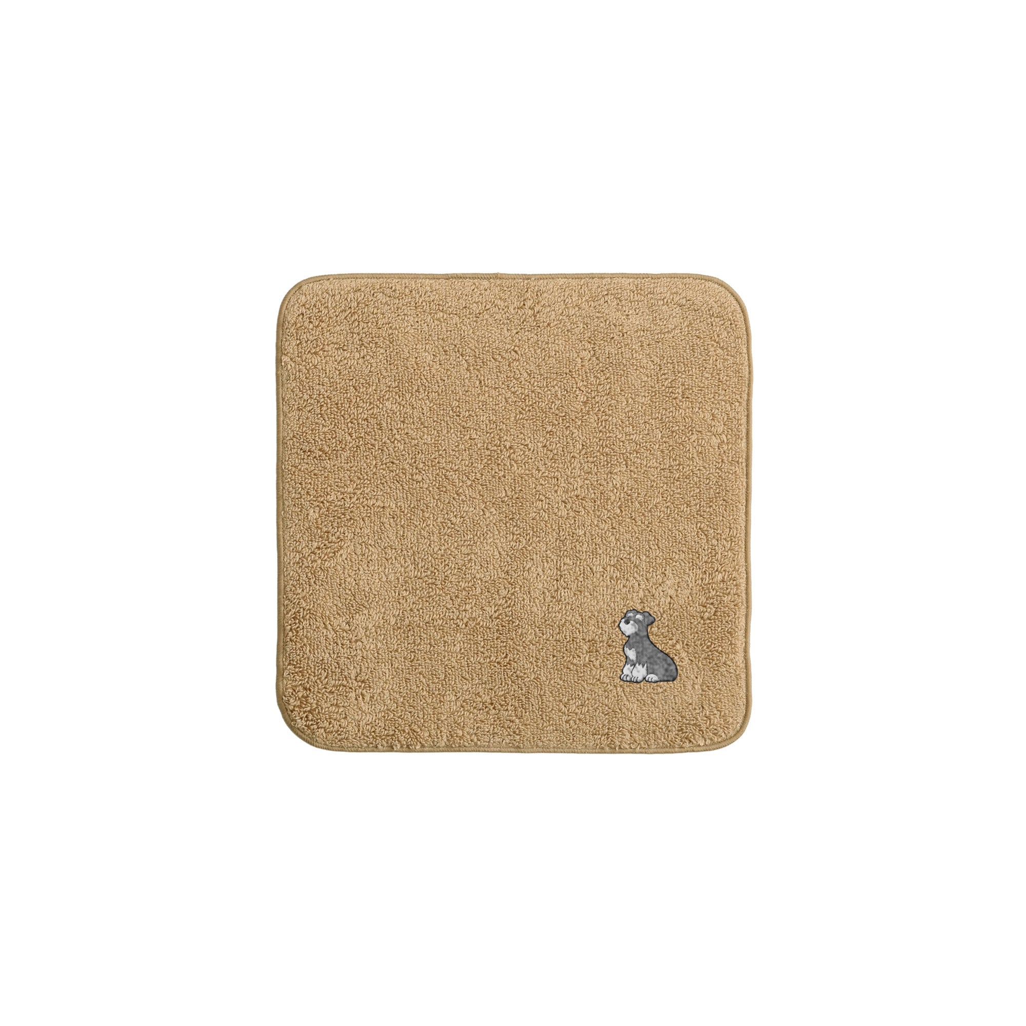 タオルハンカチ ワンポイント刺繍 "シュナウザー ソルト&ペッパー" beige image