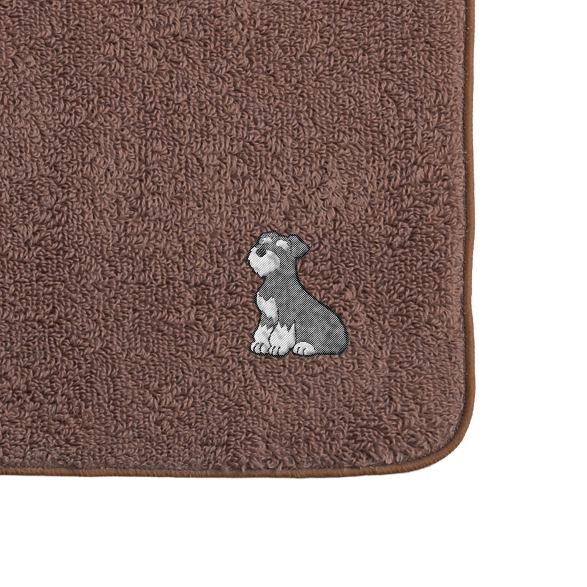 タオルハンカチ ワンポイント刺繍 "シュナウザー ソルト&ペッパー" brown image