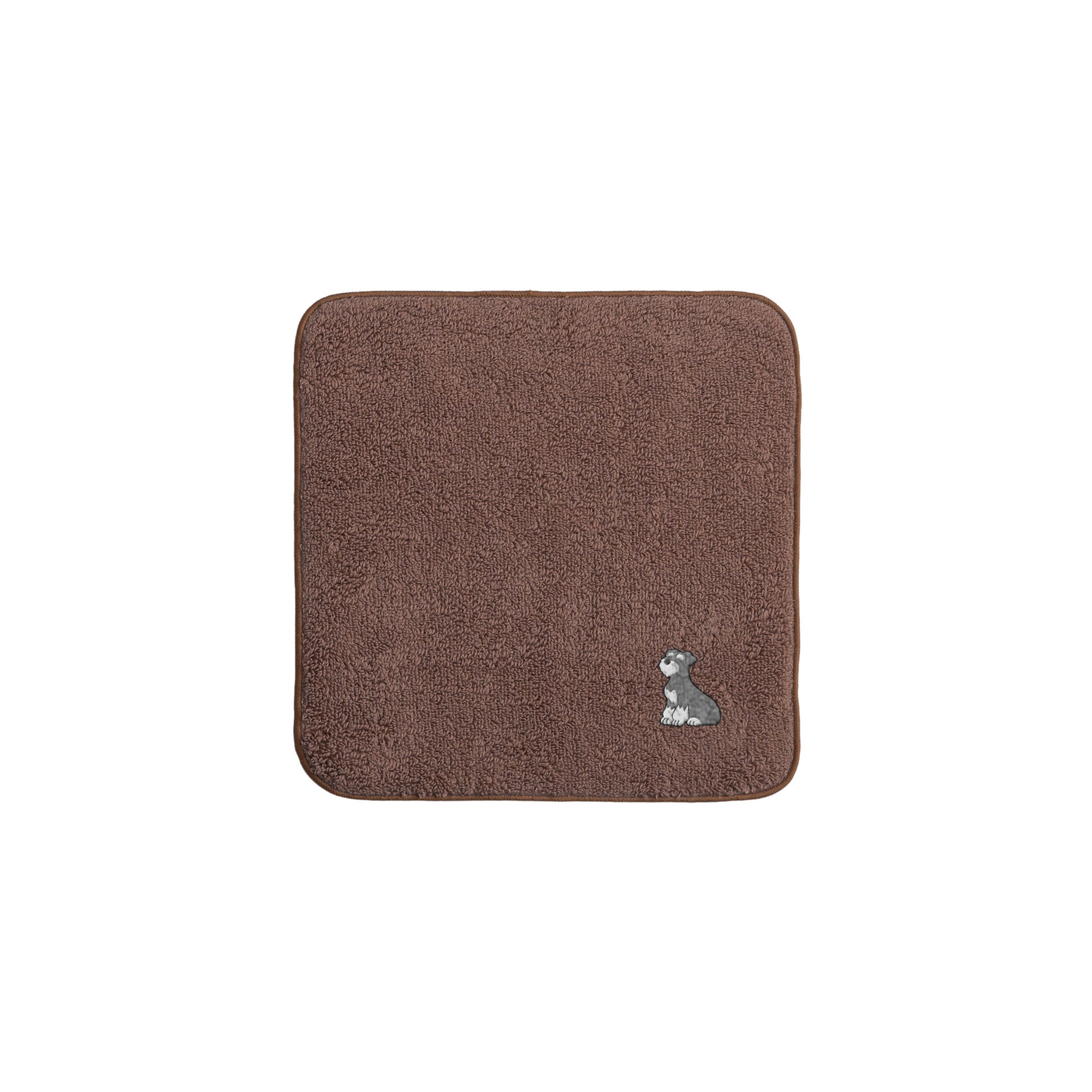 タオルハンカチ ワンポイント刺繍 "シュナウザー ソルト&ペッパー" brown image