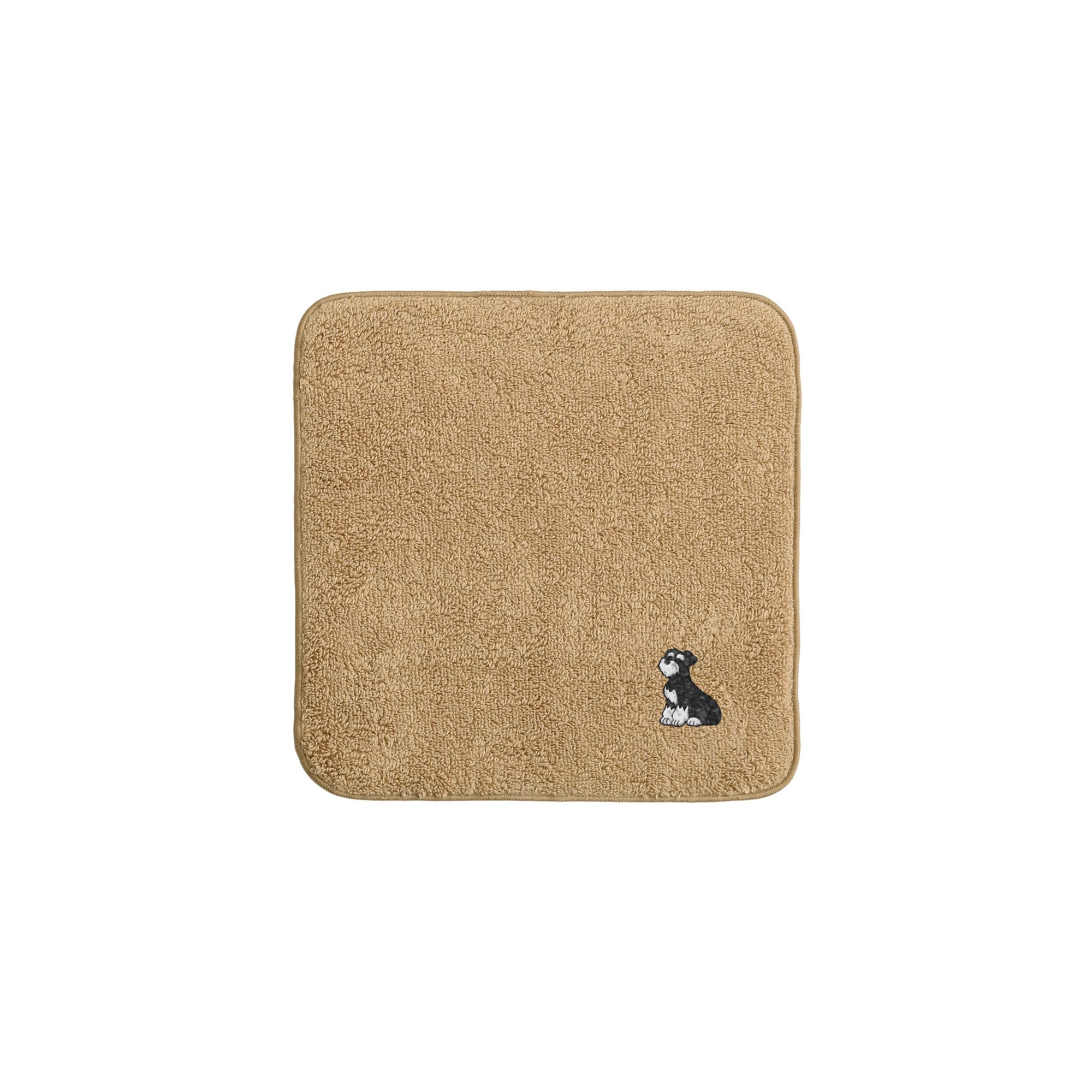 タオルハンカチ ワンポイント刺繍 "シュナウザー ブラック&シルバー" beige image