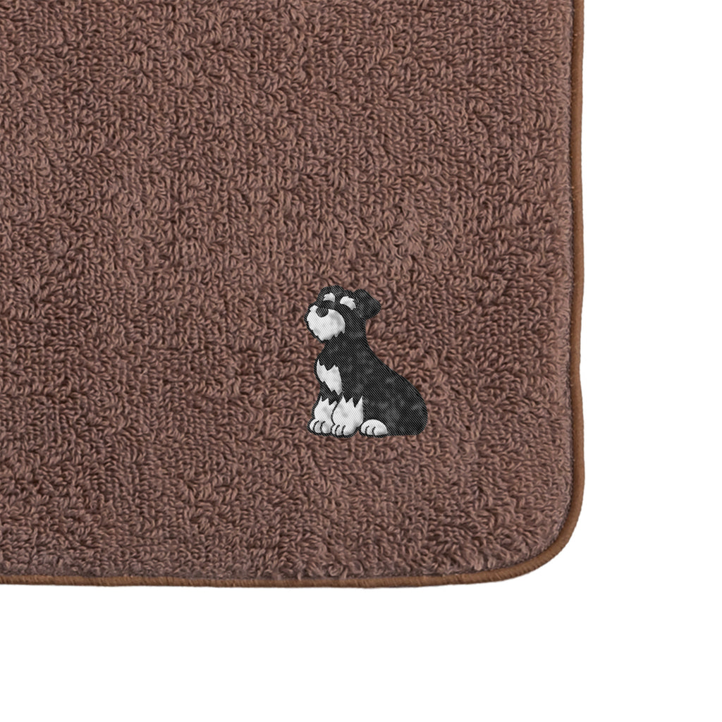 タオルハンカチ ワンポイント刺繍 "シュナウザー ブラック&シルバー" brown image