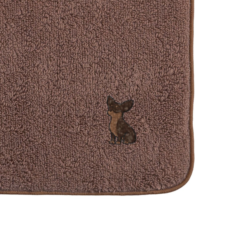 タオルハンカチ ワンポイント刺繍 "チワワ チョコタン" brown image