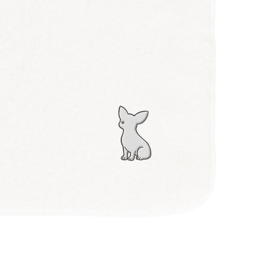タオルハンカチ ワンポイント刺繍 "チワワ ホワイト" white image