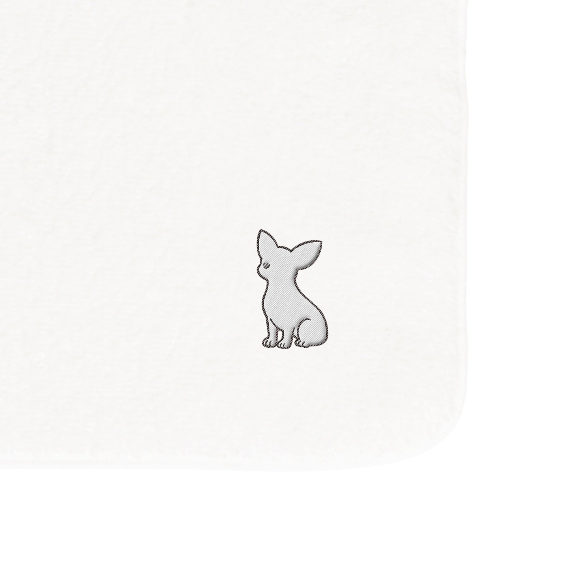 タオルハンカチ ワンポイント刺繍 "チワワ ホワイト" white image
