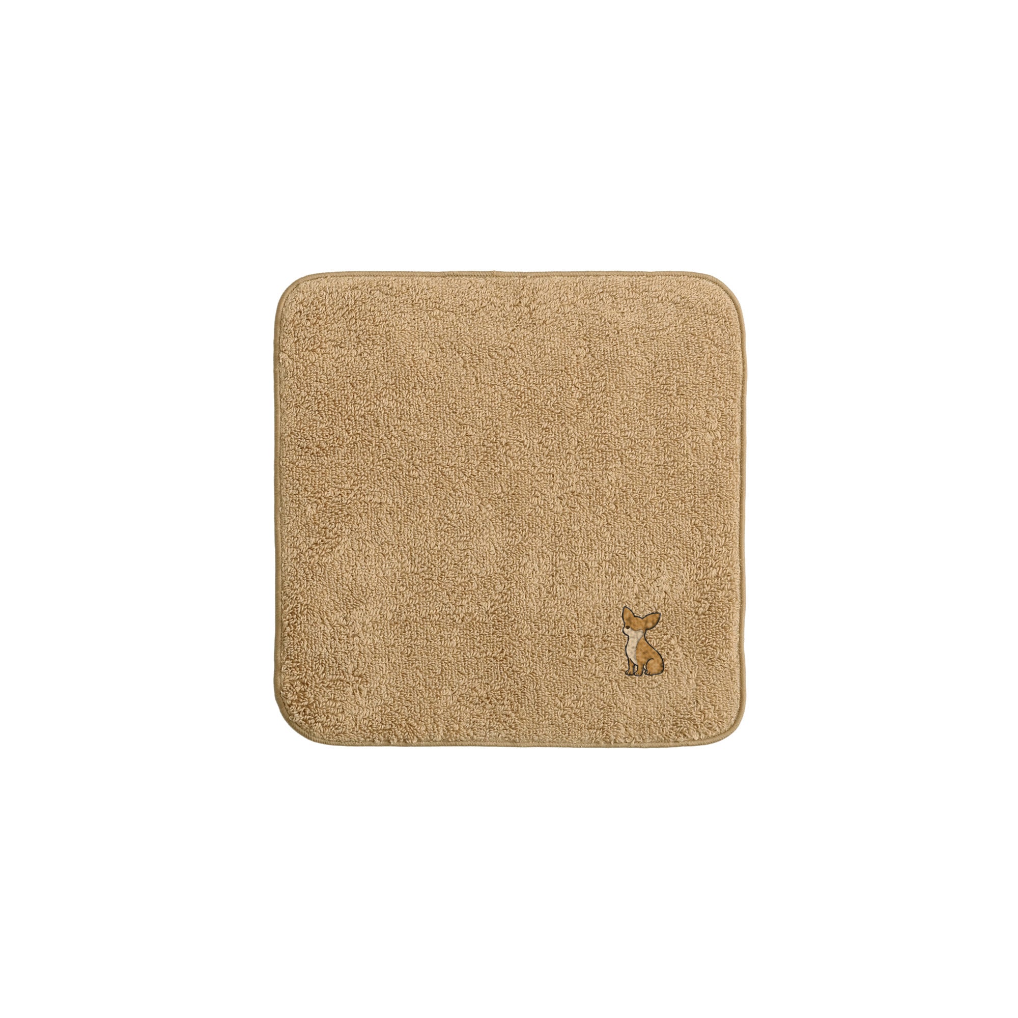 タオルハンカチ ワンポイント刺繍 "チワワ レッド" beige image