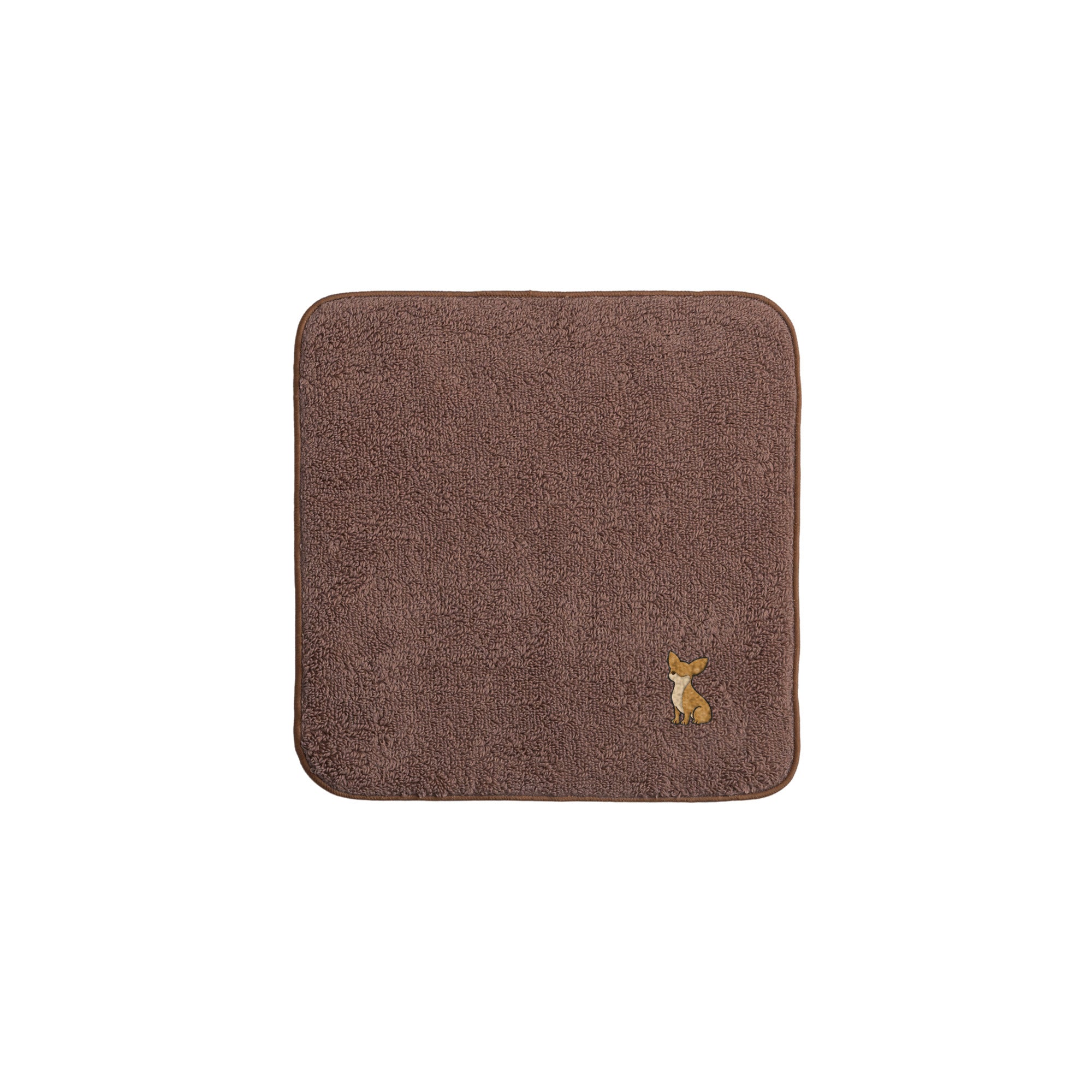 タオルハンカチ ワンポイント刺繍 "チワワ レッド" brown image
