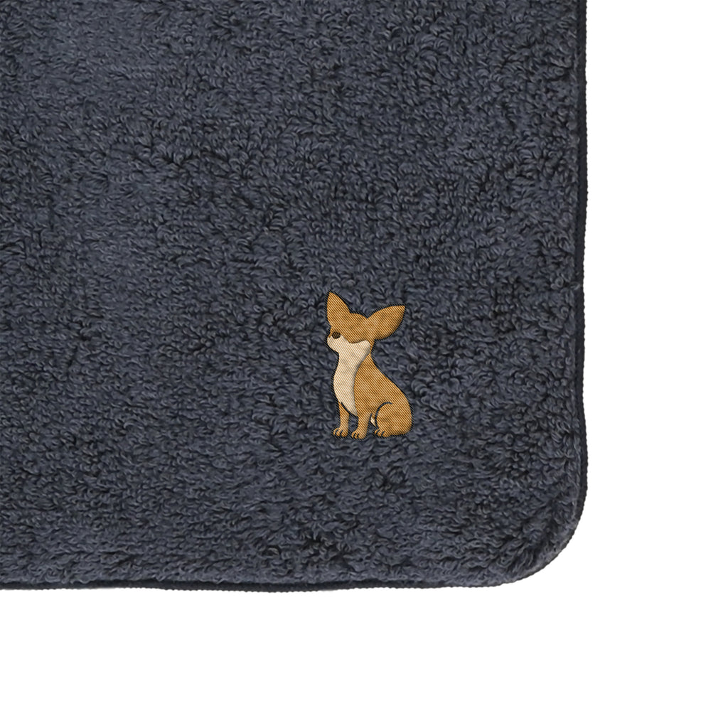 タオルハンカチ ワンポイント刺繍 "チワワ レッド" navy image