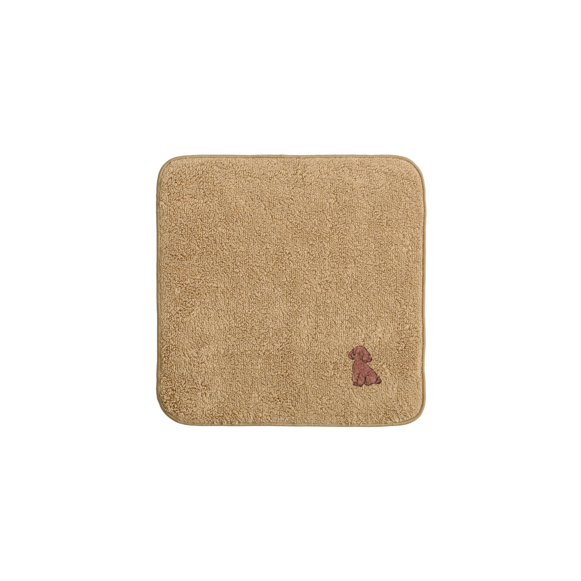 タオルハンカチ ワンポイント刺繍 "トイプードル ブラウン" beige image
